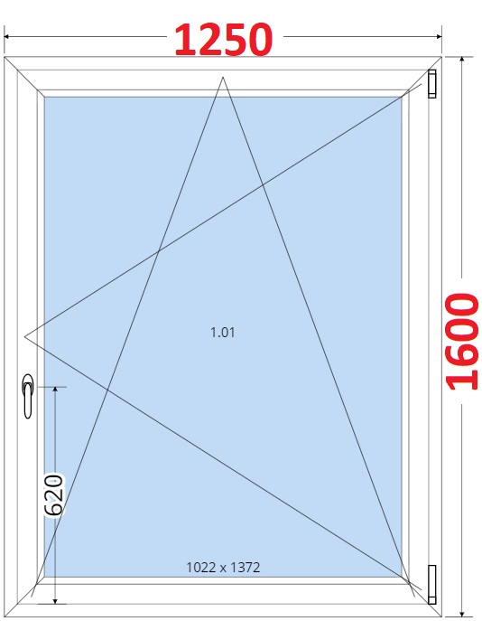 Jednokdl Okna SMART - Na mru SMART Plastov okno 125x160, Otevrav a sklopn