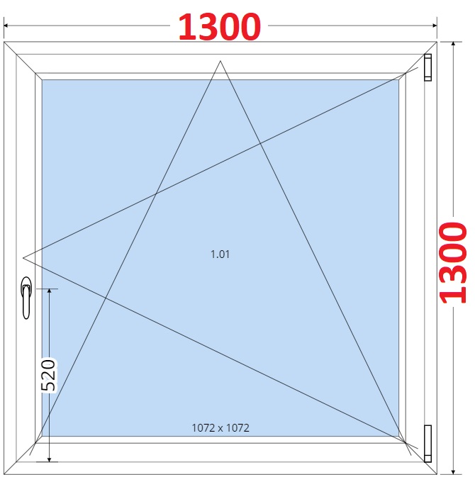 Jednokdl Okna SMART - Na mru SMART Plastov okno 130x130, Otevrav a sklopn