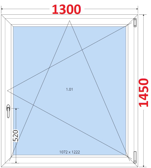 Jednokdl Okna SMART - Na mru SMART Plastov okno 130x145, Otevrav a sklopn
