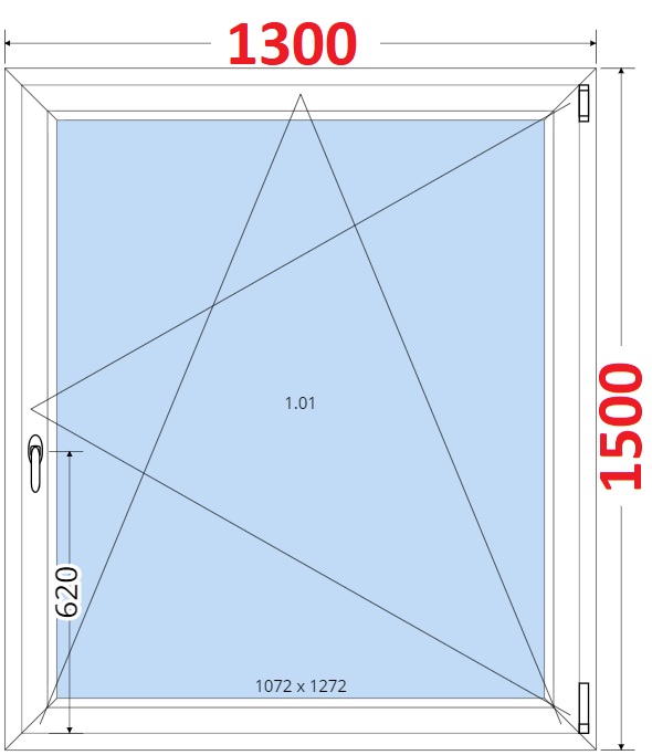 Jednokdl Okna SMART - Na mru SMART Plastov okno 130x150, Otevrav a sklopn