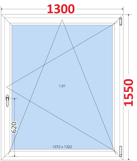Jednokdl Okna SMART - Na mru SMART Plastov okno 130x155, Otevrav a sklopn