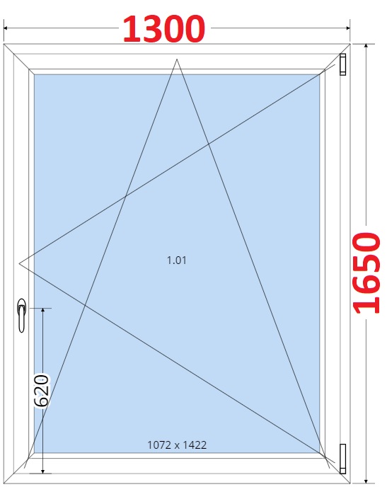 Jednokdl Okna SMART - Na mru SMART Plastov okno 130x165, Otevrav a sklopn