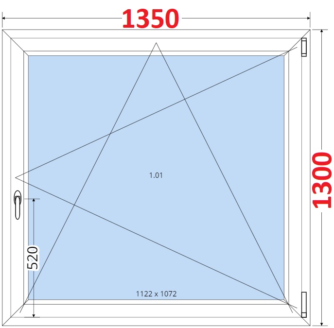 SMART Plastov okno 135x130, Otevrav a sklopn