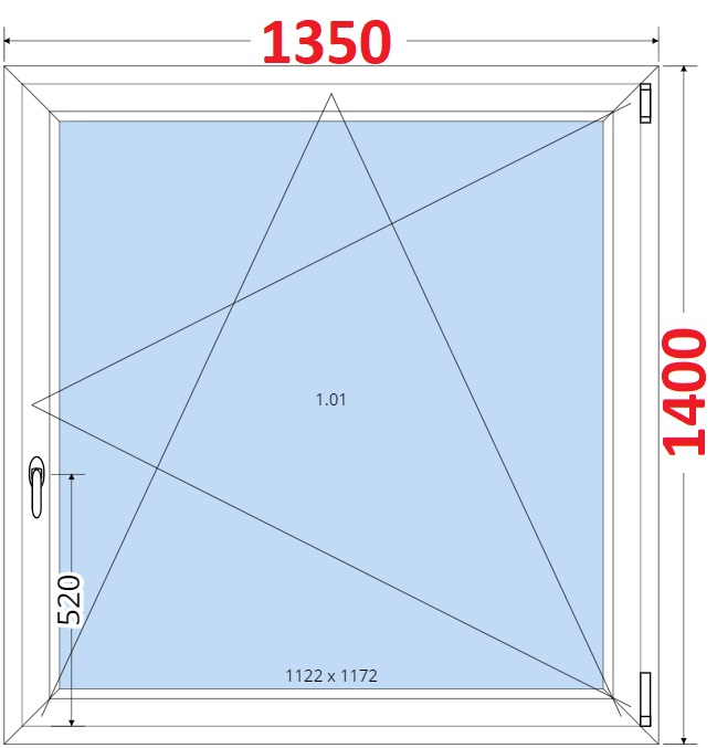 SMART Plastov okno 135x140, Otevrav a sklopn