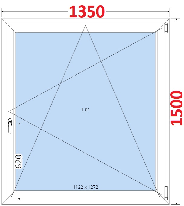 Jednokdl Okna SMART - Na mru SMART Plastov okno 135x150, Otevrav a sklopn