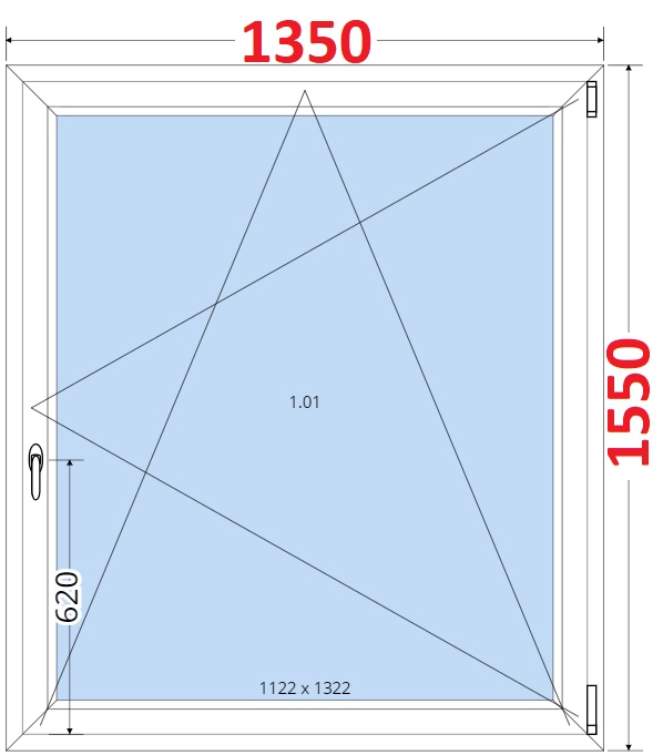 Okna OS - ka 135cm SMART Plastov okno 135x155, Otevrav a sklopn