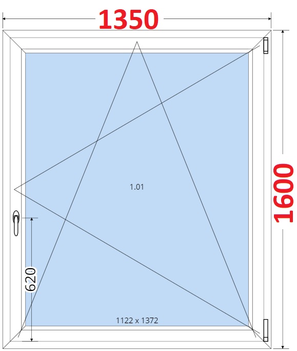 SMART Plastov okno 135x160, Otevrav a sklopn