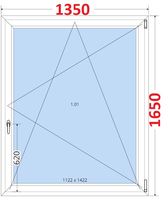 Okna OS - ka 135cm SMART Plastov okno 135x165, Otevrav a sklopn