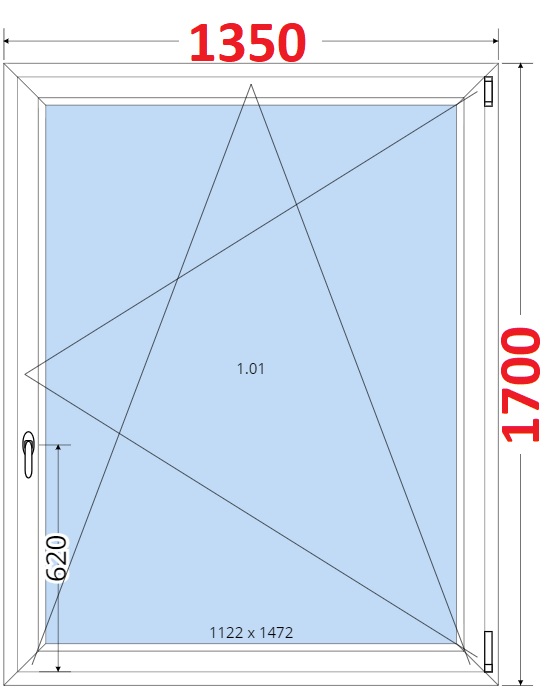 Okna OS - ka 135cm SMART Plastov okno 135x170, Otevrav a sklopn