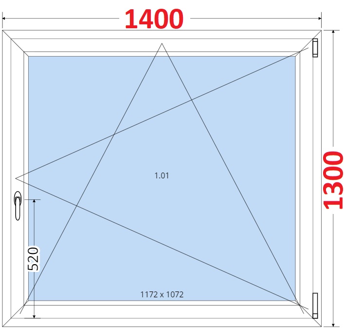 Jednokdl Okna SMART - Na mru SMART Plastov okno 140x130, Otevrav a sklopn