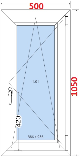 Okna OS - ka 50cm SMART Plastov okno 50x105, Otevrav a sklopn