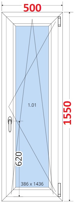Okna OS - ka 50cm SMART Plastov okno 50x155, Otevrav a sklopn