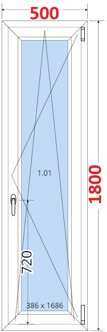 Okna OS - ka 50cm SMART Plastov okno 50x180, Otevrav a sklopn