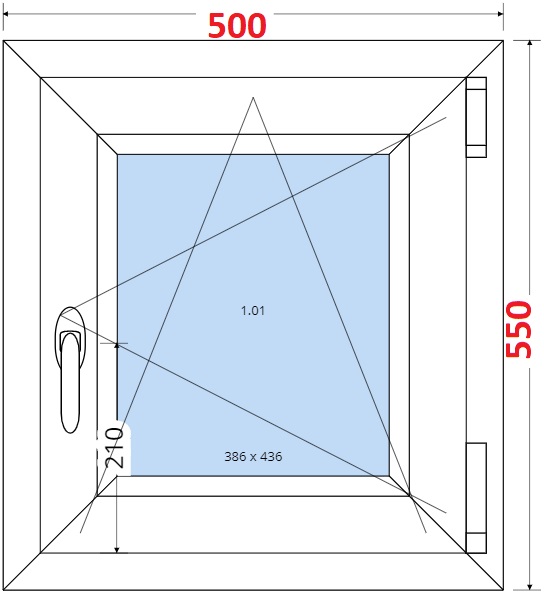Okna SMART - Na mru SMART Plastov okno 50x55, Otevrav a sklopn