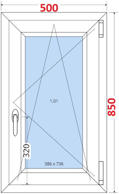 Okna OS - ka 50cm SMART Plastov okno 50x85, Otevrav a sklopn