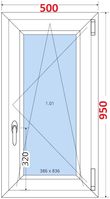 Okna OS - ka 50cm SMART Plastov okno 50x95, Otevrav a sklopn