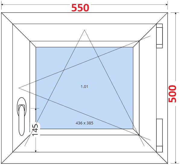 Jednokdl Okna SMART - Na mru SMART Plastov okno 55x50, Otevrav a sklopn