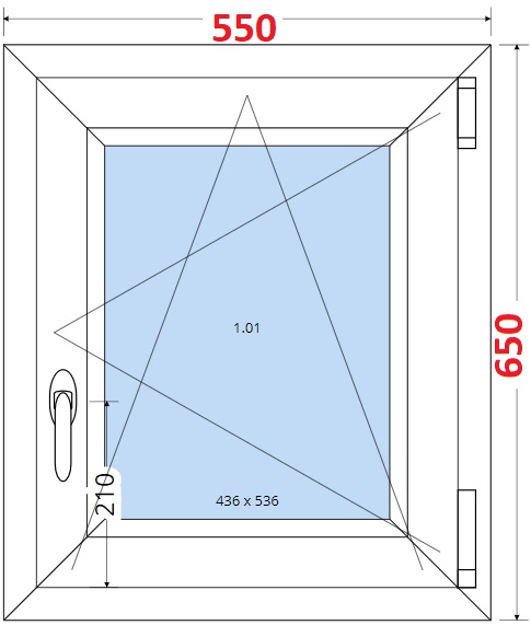 Jednokdl Okna SMART - Na mru SMART Plastov okno 55x65, Otevrav a sklopn