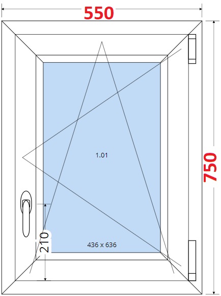 SMART Plastov okno 55x75, Otevrav a sklopn