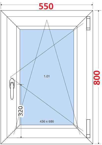 Okna OS - ka 55cm SMART Plastov okno 55x80, Otevrav a sklopn