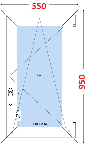 Okna OS - ka 55cm SMART Plastov okno 55x95, Otevrav a sklopn