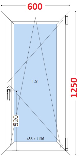 Okna OS - ka 60cm SMART Plastov okno 60x125, Otevrav a sklopn