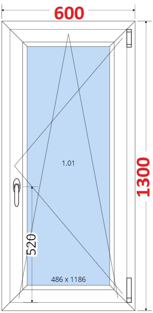 Okna OS - ka 60cm SMART Plastov okno 60x130, Otevrav a sklopn