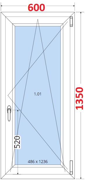 Okna OS - ka 60cm SMART Plastov okno 60x135, Otevrav a sklopn