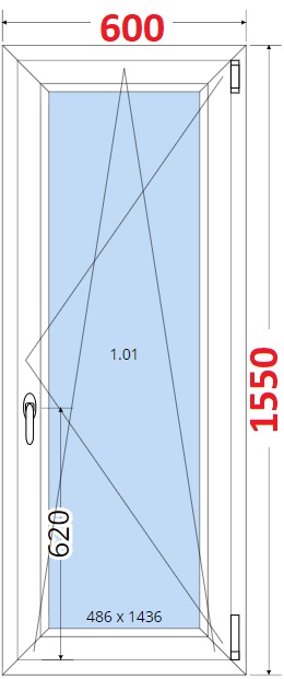 Okna OS - ka 60cm SMART Plastov okno 60x155, Otevrav a sklopn