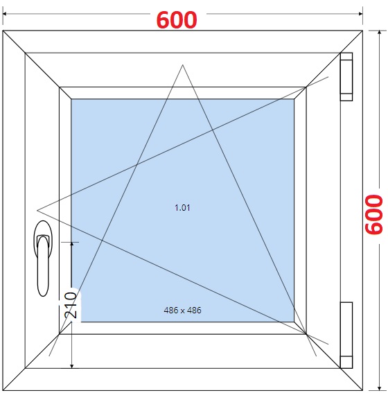 Jednokdl Okna SMART - Na mru SMART Plastov okno 60x60, Otevrav a sklopn