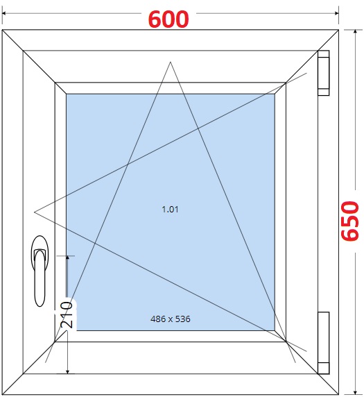 SMART Plastov okno 60x65, Otevrav a sklopn