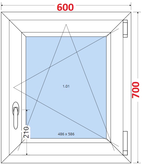 Jednokdl Okna SMART - Na mru SMART Plastov okno 60x70, Otevrav a sklopn
