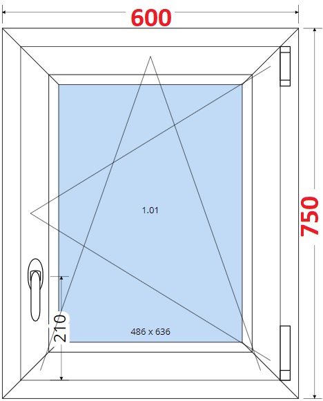 Okna OS - ka 60cm SMART Plastov okno 60x75, Otevrav a sklopn