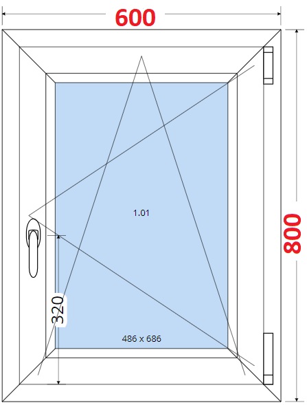 Jednokdl Okna SMART - Na mru SMART Plastov okno 60x80, Otevrav a sklopn