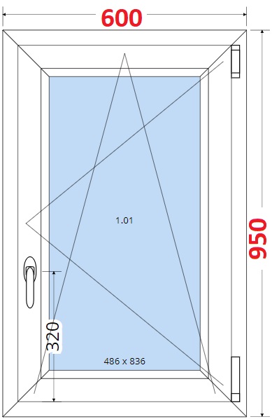 Okna OS - ka 60cm SMART Plastov okno 60x95, Otevrav a sklopn