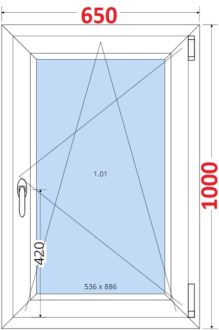 Okna OS - ka 65cm SMART Plastov okno 65x100, Otevrav a sklopn