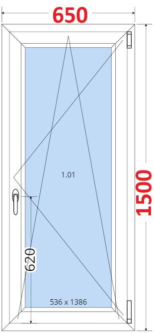 Okna OS - ka 65cm SMART Plastov okno 65x150, Otevrav a sklopn