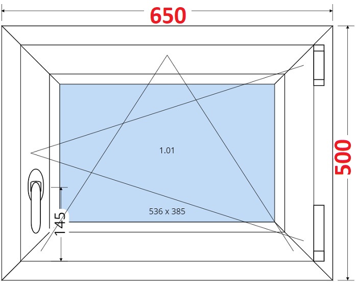 Jednokdl Okna SMART - Na mru SMART Plastov okno 65x50, Otevrav a sklopn