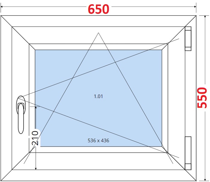 Jednokdl Okna SMART - Na mru SMART Plastov okno 65x55, Otevrav a sklopn