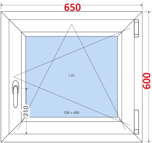 Jednokdl Okna SMART - Na mru SMART Plastov okno 65x60, Otevrav a sklopn