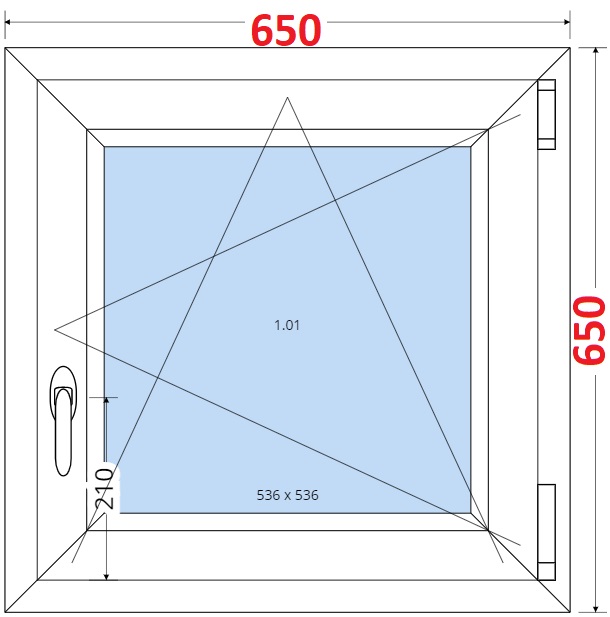 Jednokdl Okna SMART - Na mru SMART Plastov okno 65x65, Otevrav a sklopn