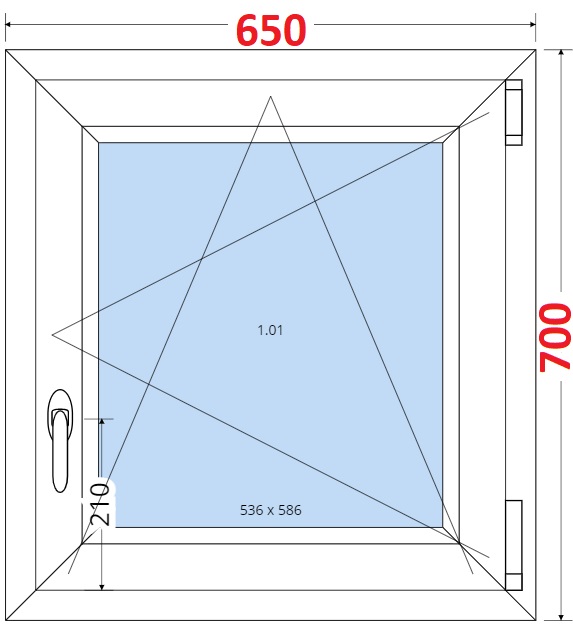 Dvoukdl balkonov dvee s pkou OS VEKA 82MD SMART Plastov okno 65x70, Otevrav a sklopn