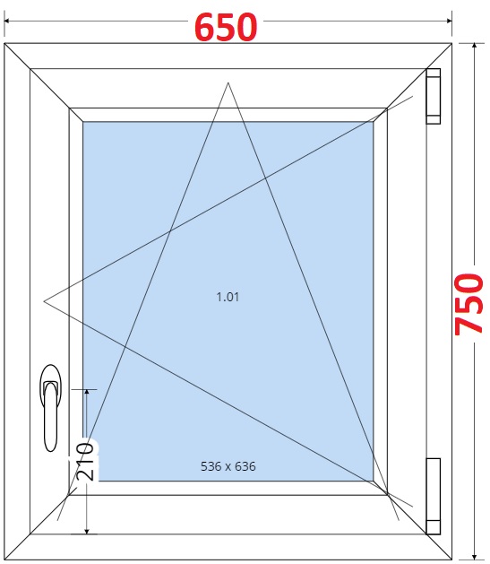Dvoukdl balkonov dvee VEKA 82MD SMART Plastov okno 65x75, Otevrav a sklopn