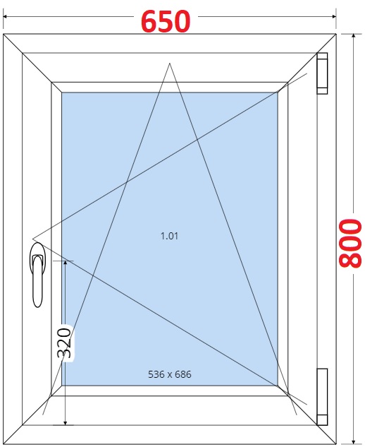 Jednokdl Okna SMART - Na mru SMART Plastov okno 65x80, Otevrav a sklopn