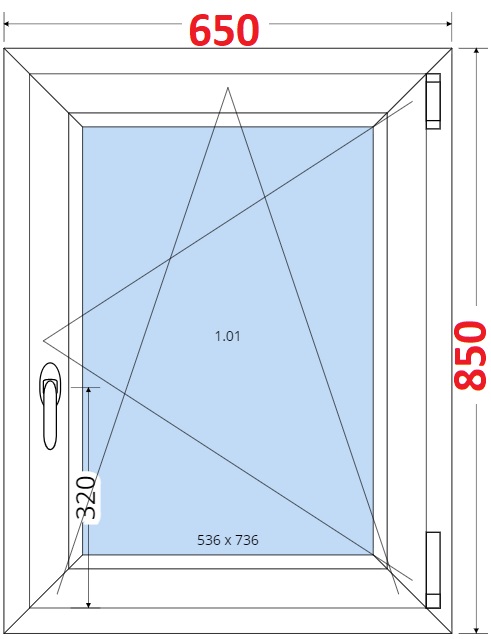 Jednokdl Okna SMART - Na mru SMART Plastov okno 65x85, Otevrav a sklopn