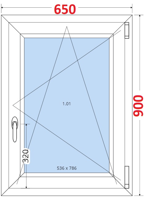 Jednokdl Okna SMART - Na mru SMART Plastov okno 65x90, Otevrav a sklopn