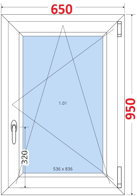 Dvoukdl balkonov dvee s pkou OS VEKA 82MD SMART Plastov okno 65x95, Otevrav a sklopn