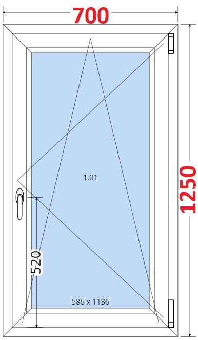 Okna OS - ka 70cm SMART Plastov okno 70x125, Otevrav a sklopn