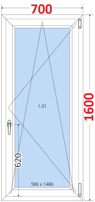 Dvoukdl balkonov dvee s pkou OS VEKA 82MD SMART Plastov okno 70x160, Otevrav a sklopn