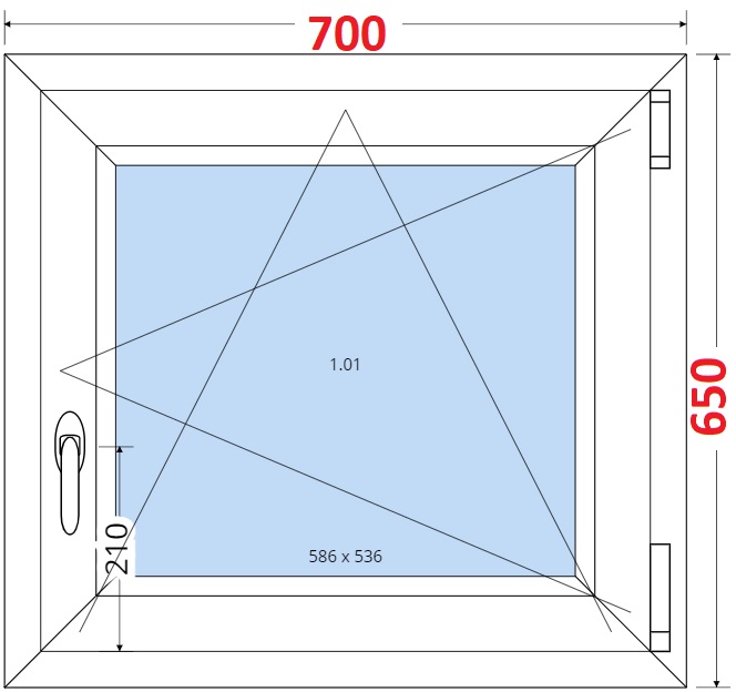 Jednokdl Okna SMART - Na mru SMART Plastov okno 70x65, Otevrav a sklopn